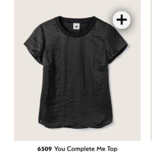 CAbi 6509 Black You Complete Me Top, short sleeve blouse, NWT, XL